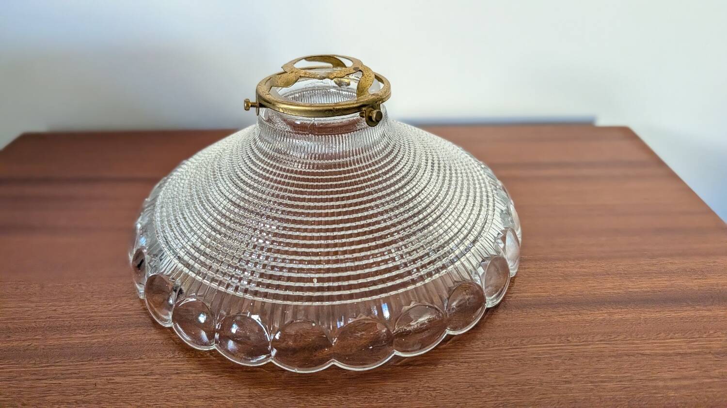 Moulded glass lampshade with concentric relief circa 1950