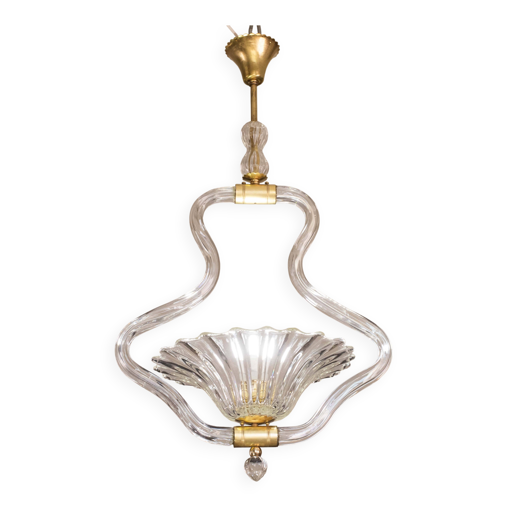 Trasparent Murano Glass Chandelier by Barovier e Toso, 1950s