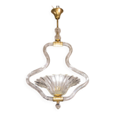 Lustre en verre de Murano transparent par Barovier e Toso, années 1950