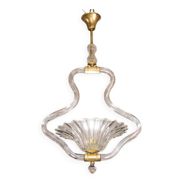 Trasparent Murano Glass Chandelier by Barovier e Toso, 1950s