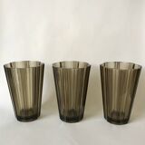 Pleated smoked glass vase from the 70s