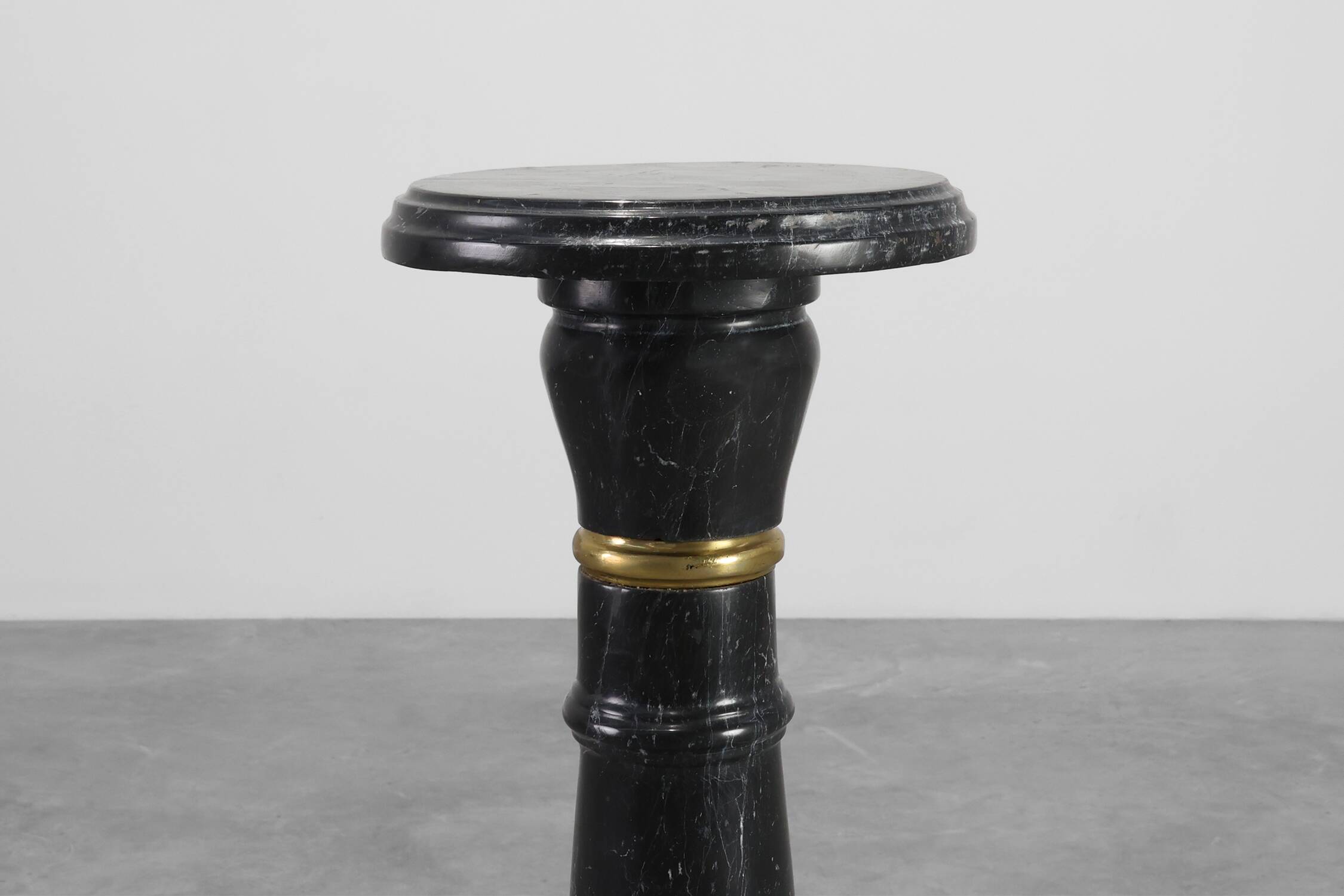 Antique Black Belgian Marble Column, France ca. 1900