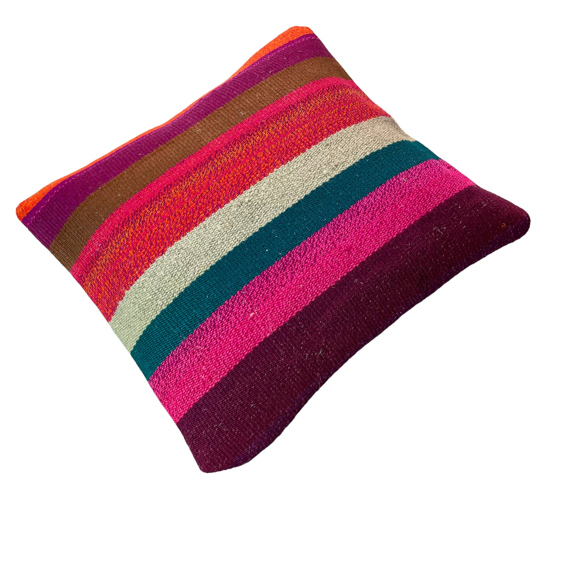 Vintage turkish kilim cushion cover , 40 x 40 cm