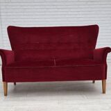 1960s, Swedish 2-seater sofa by Dux Sweden, furniture velour, ash wood.