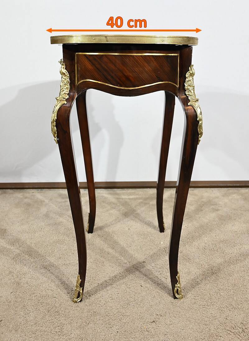 Small Living Room Table in Rosewood and Marquetry, Louis XV style, Napoleon III – Middle XI period