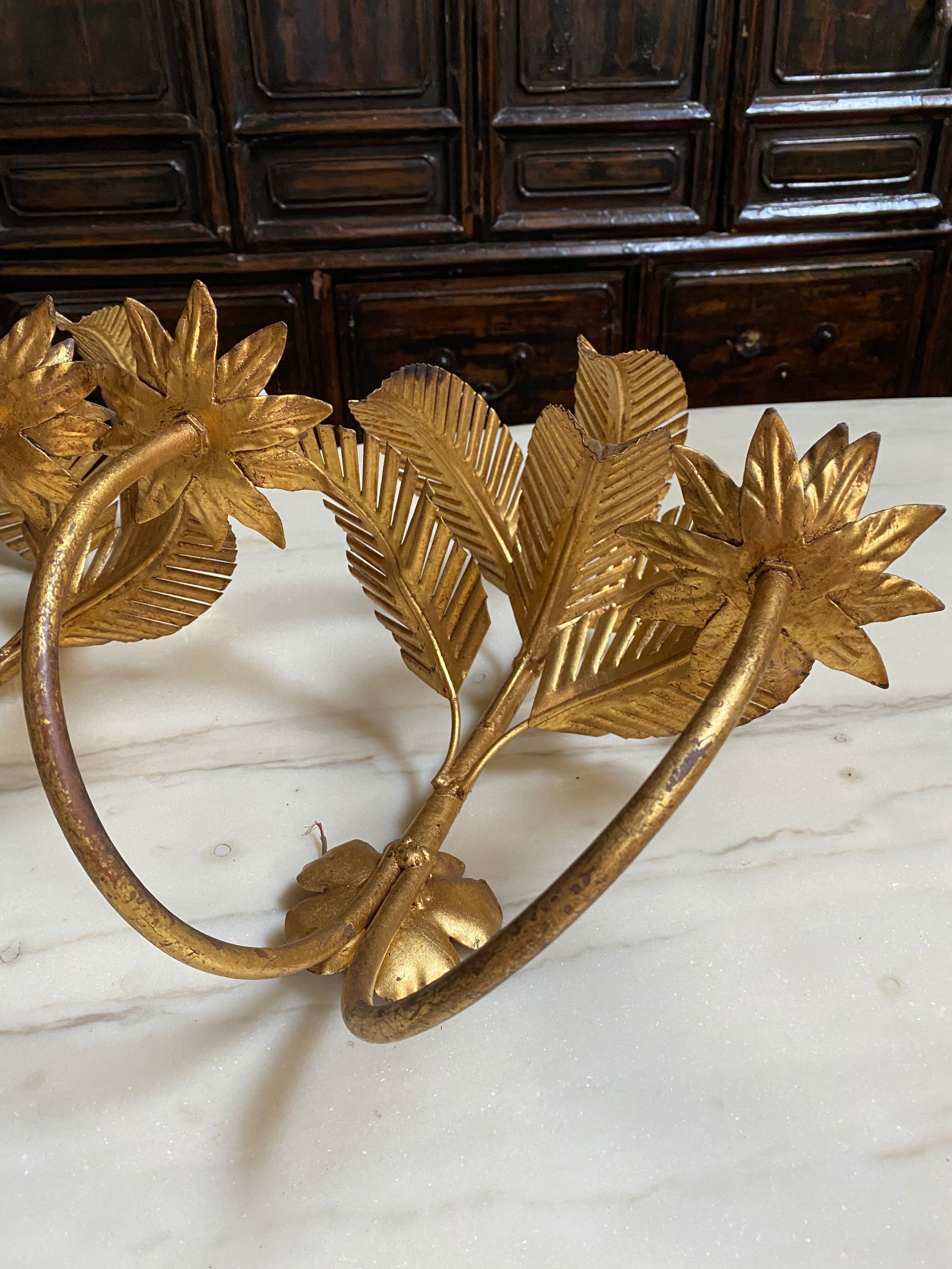 Pair of vintage seventies palm sconces