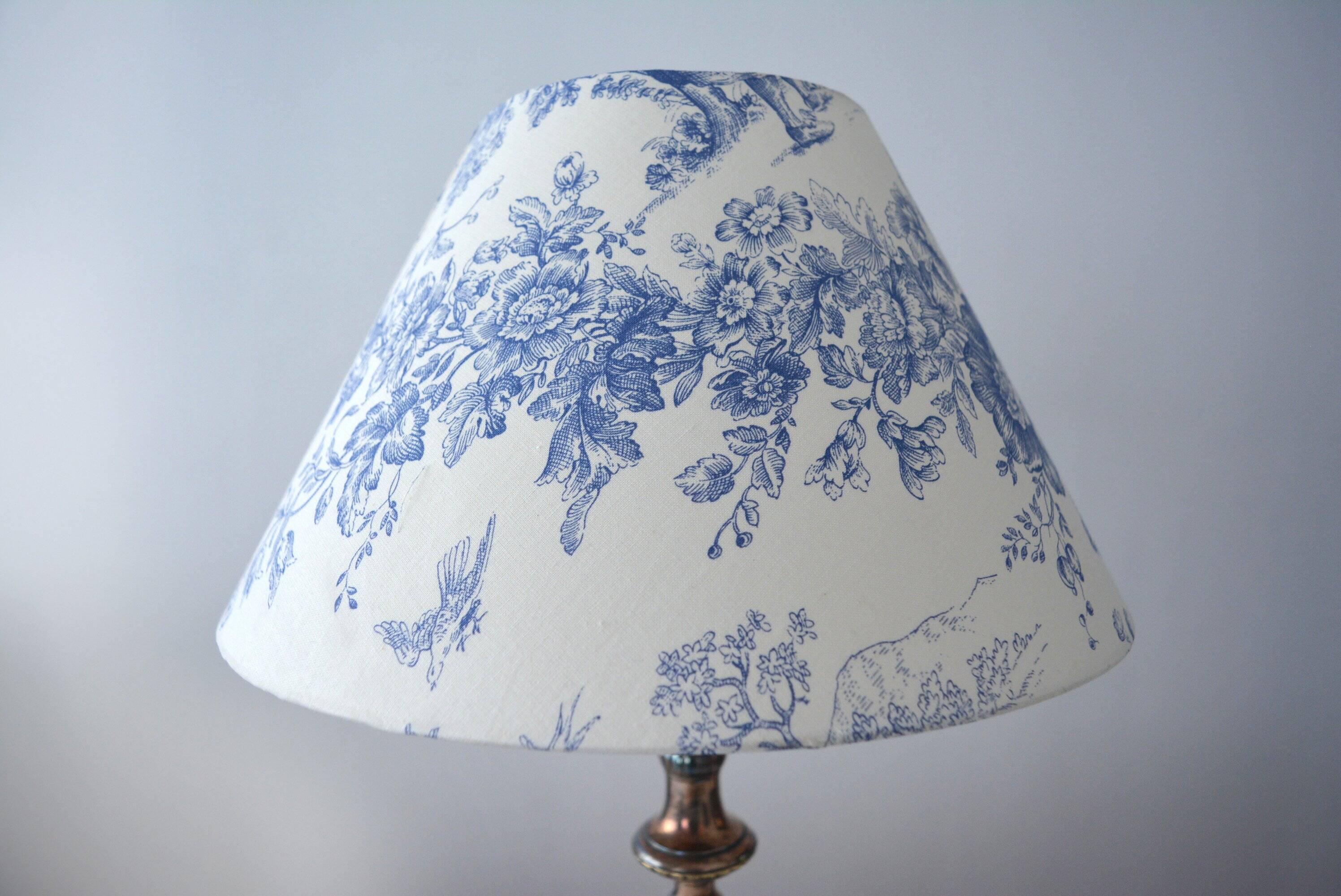 Vintage toile de Jouy lampshade, blue flowers