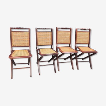 Set of four folding chairs cannage English style