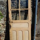 Porte d'entrée en chêne vitrée (4 carreaux)