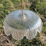 Tulip suspension in vintage holophanous glass