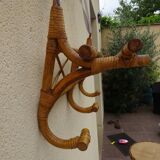 Porte manteau mural vintage rotin