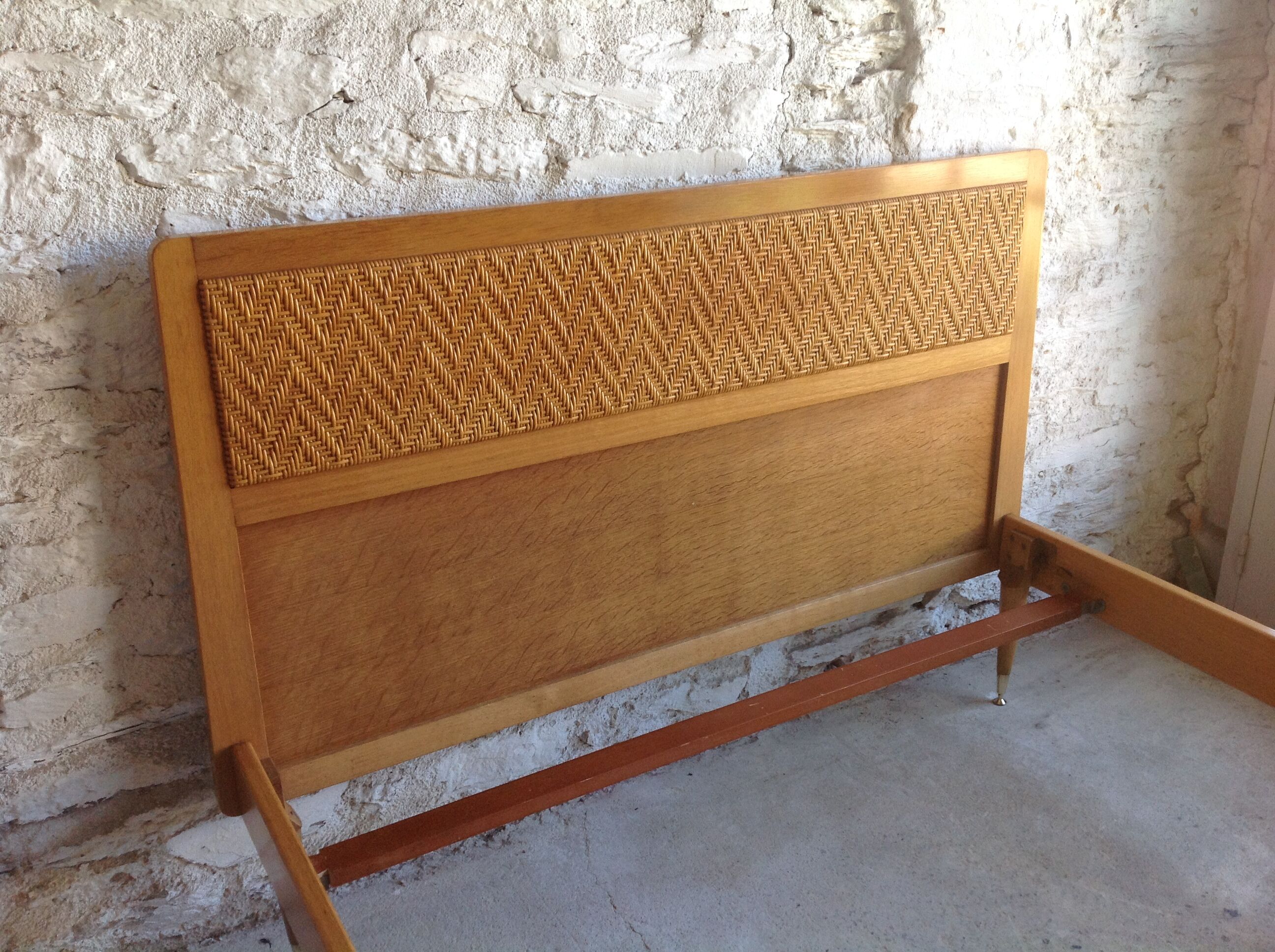 Vintage rattan wood bed