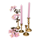 Set of 3 antique brass candle holders/candelabra.