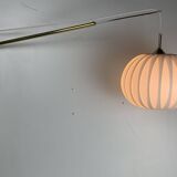 Midcentury extendable brass wall mount with cocoon and sisal shade Lars Schioler, 1960s