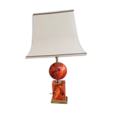 Lamp circa 1970 in iron and lacquered wood as well as bronze