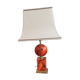 Lampe vers 1970 en fer et bois laqué ainsi que bronze