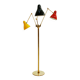 Mid-Century Modern Italian Floor Lamp, made of Brass with Colored Tulips, 1950