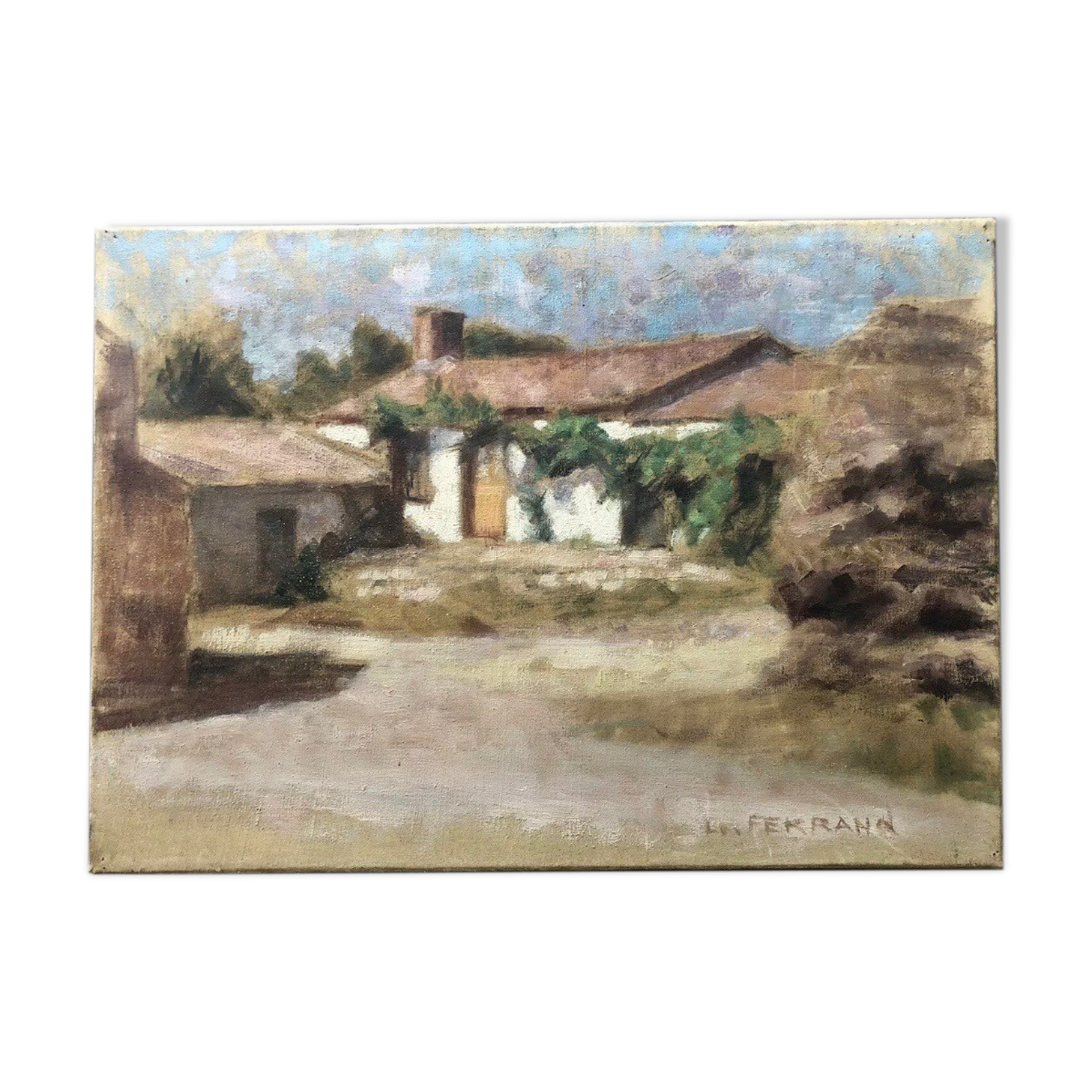 Tableau peinture ancienne J.P Ferrand Paysage