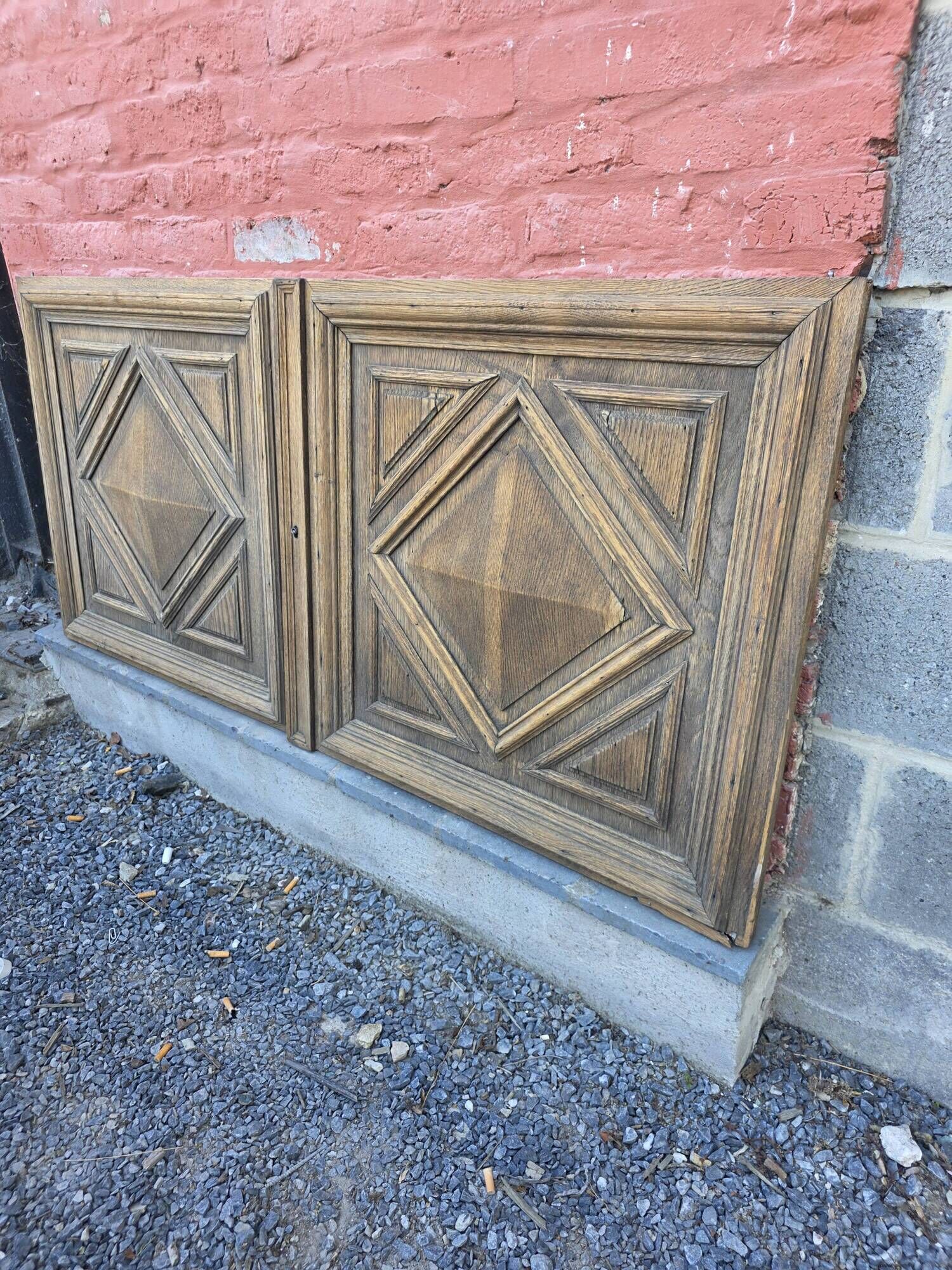 Pair of old solid oak doors