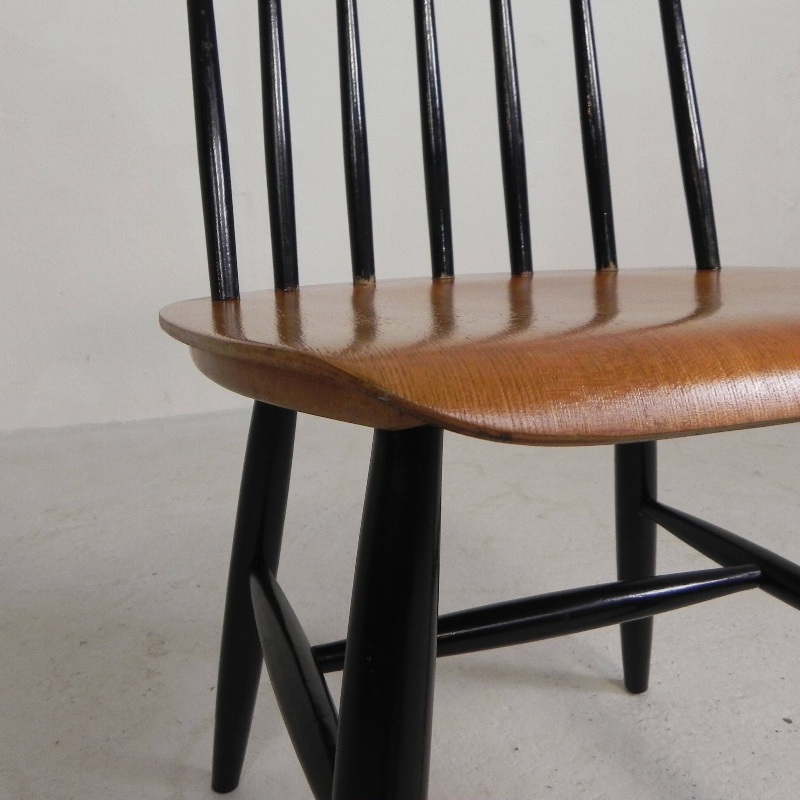 Set of 4 Fanett model slatted chairs, Tapiovaara, 1960s