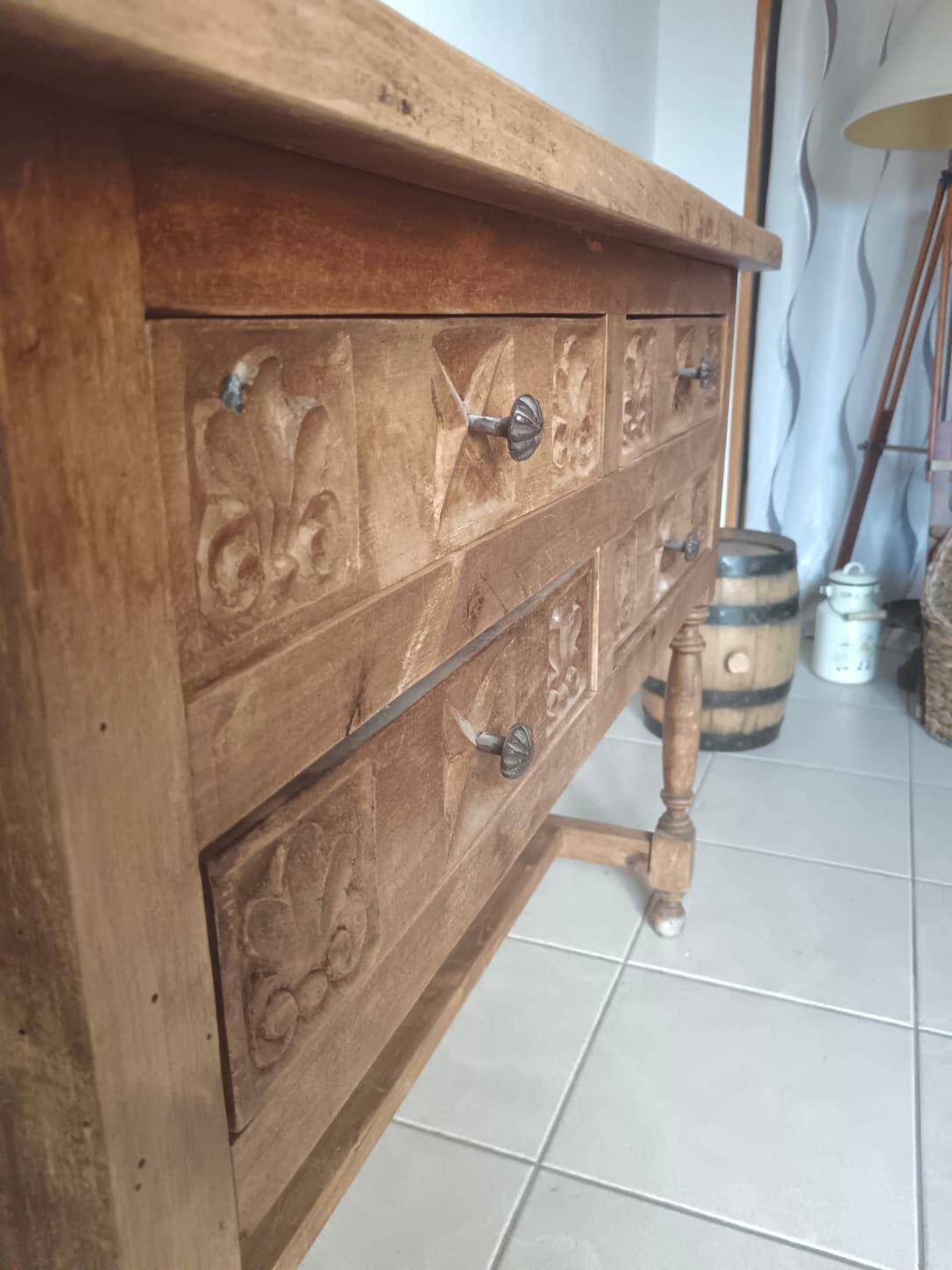 Antique Spanish hand-carved console table