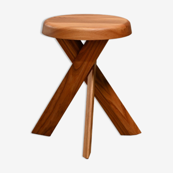 Solid elmwood stool S31A Pierre Chapo by Chapo Creation, France