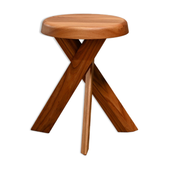 Solid elmwood stool S31A Pierre Chapo by Chapo Creation, France