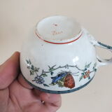 3 cups of English porcelain decorated with butterflies