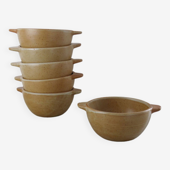 Set of 6 CNP Grès Village stoneware bowls