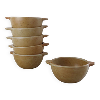 Set of 6 CNP Grès Village stoneware bowls