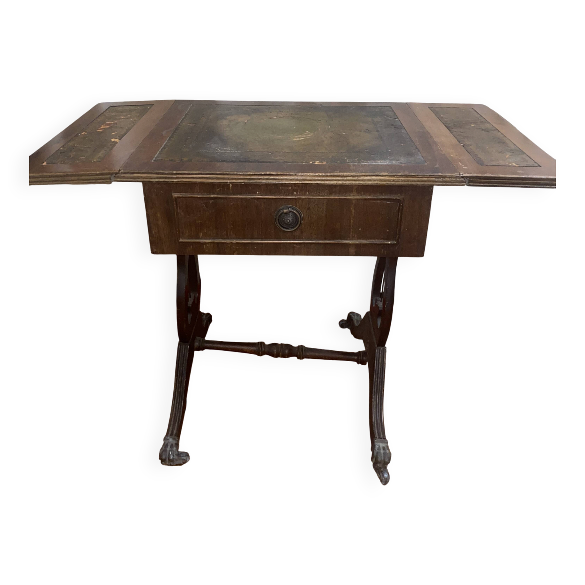 Antique drop-leaf table in patinated wood – family heirloom – early 20th century