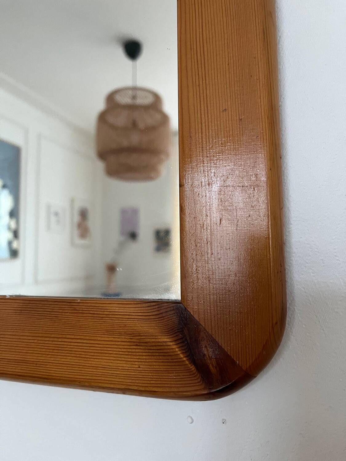 Vintage 70s pine mirror