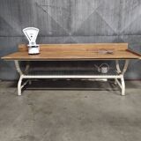 Vintage Baker's Table | Rustic Kitchen Island with Iron Base & Beech Top