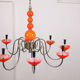 Lustre vintage orange Murano glass 8 bras