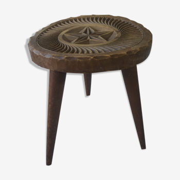 Wooden stool wood art popular tripod feet ancient compass