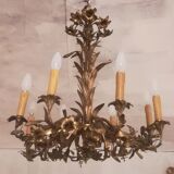 Lustre fleurs de lys en bronze doré fin XIXème