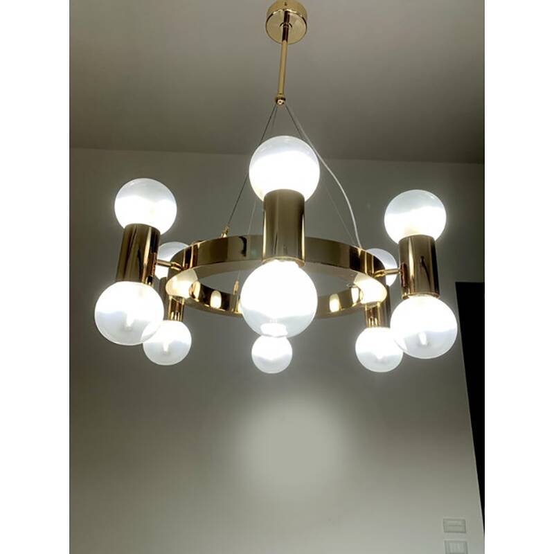 Lustre contemporain de luxe à anneaux avec sphères blanches dégradées par SimoEng