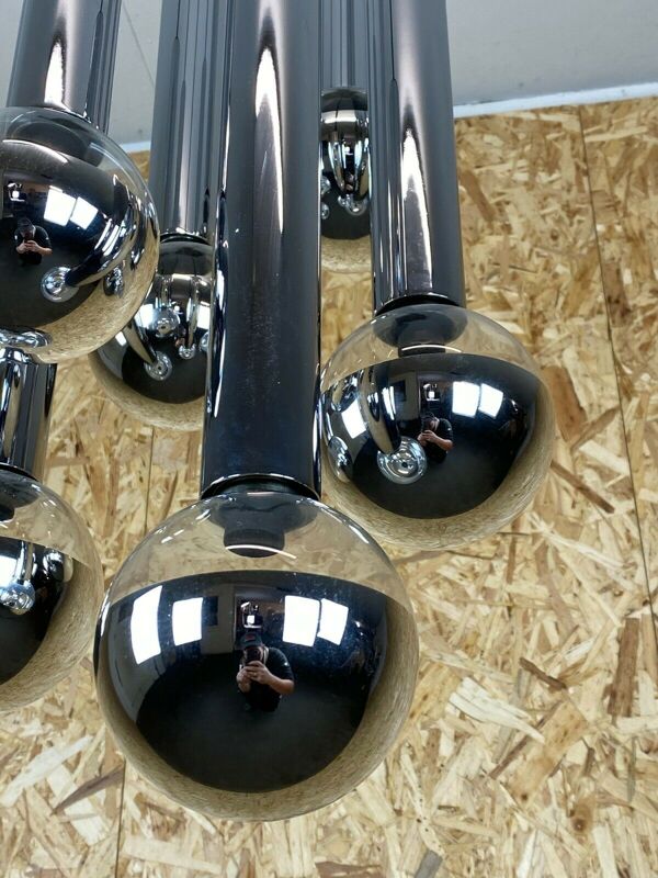 Lampe cascade 60s années 70 par Motoko Ishii pour Staff Chrom 6-flame