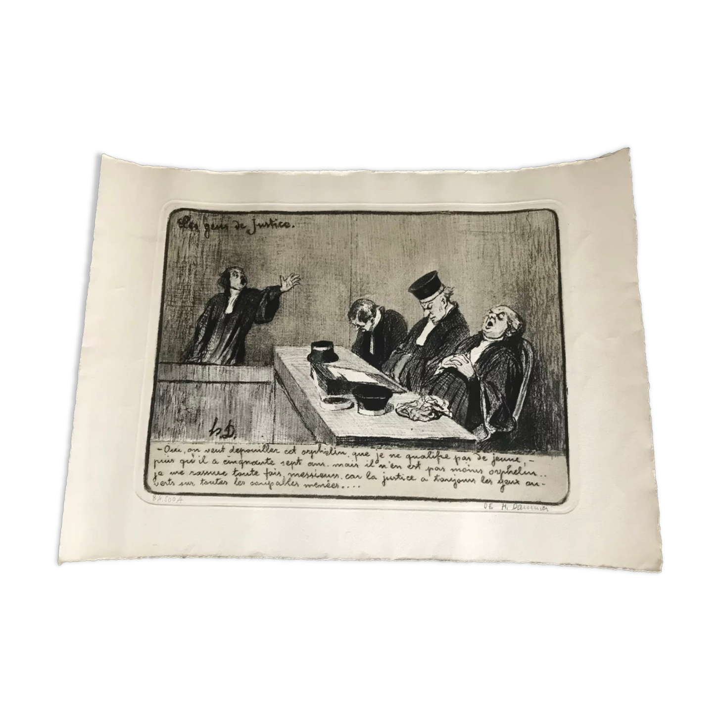 Ancient lithograph by honoré daumier h.d.  "the people of justice" n°84/500