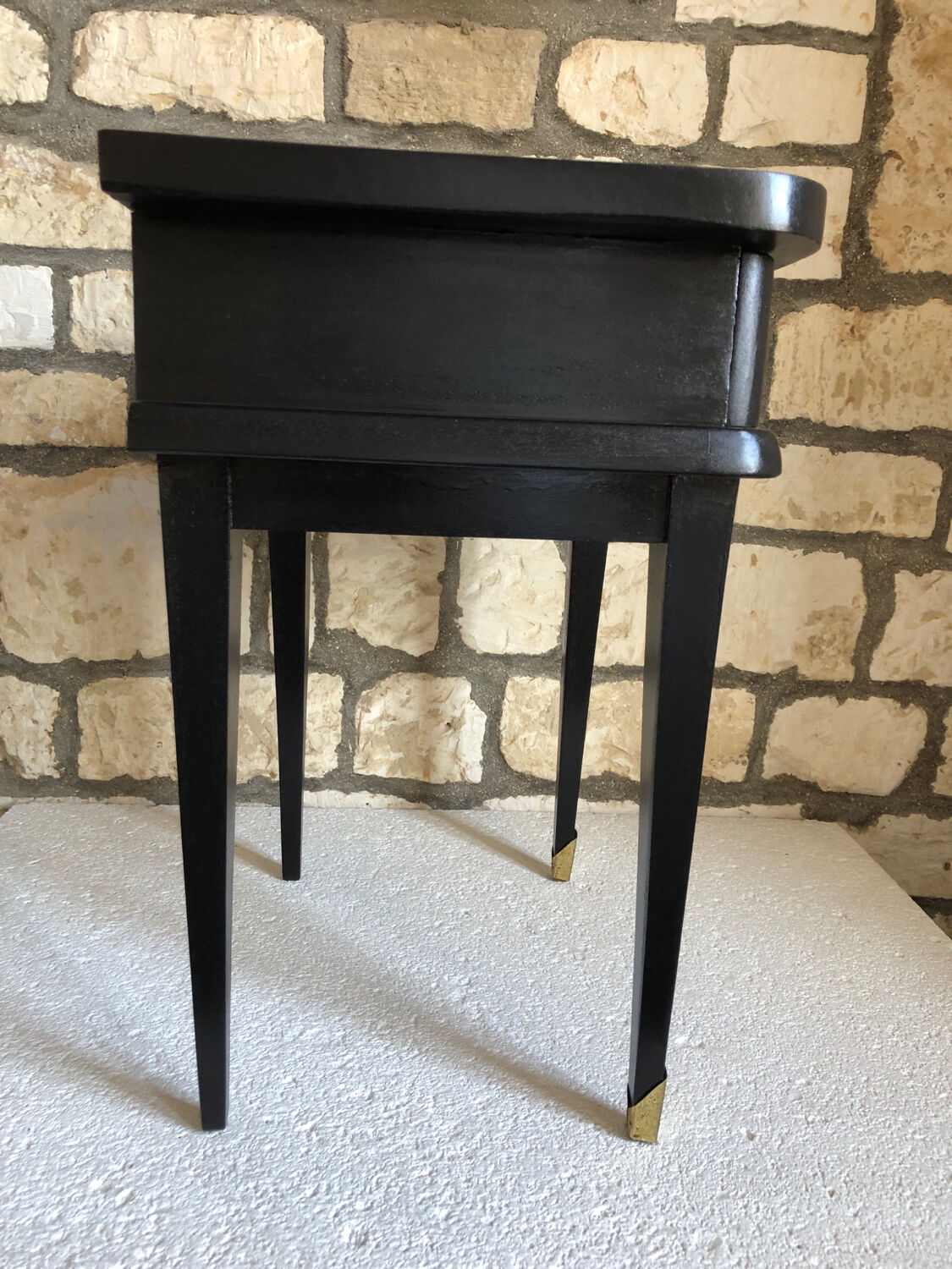 Vintage black and brass bedside table - 1950s style