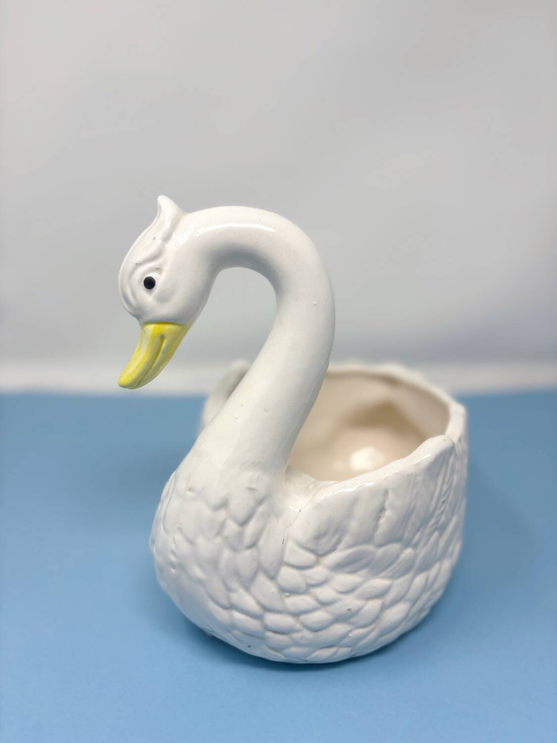 Italian ceramic swan shaped flowerpot