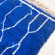 Berber rug Beni Ouarain Majorelle blue with white patterns 1.45x1.08m