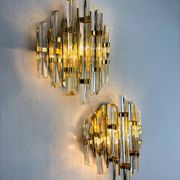 Pair of Venini sconces, Triedi cut glass, Italy, circa 1970s