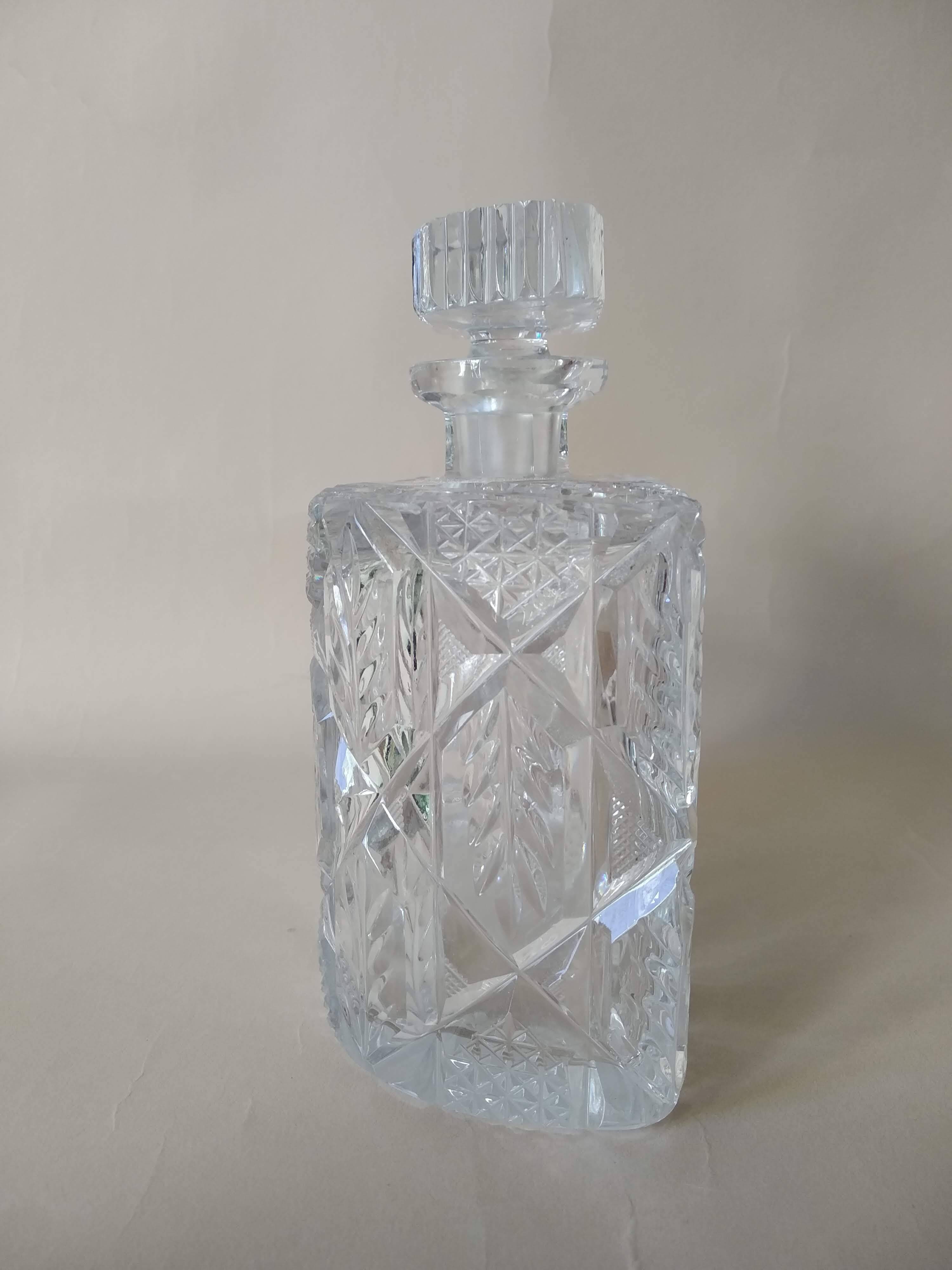 Duo de carafes à Whisky en cristal taillé vintage