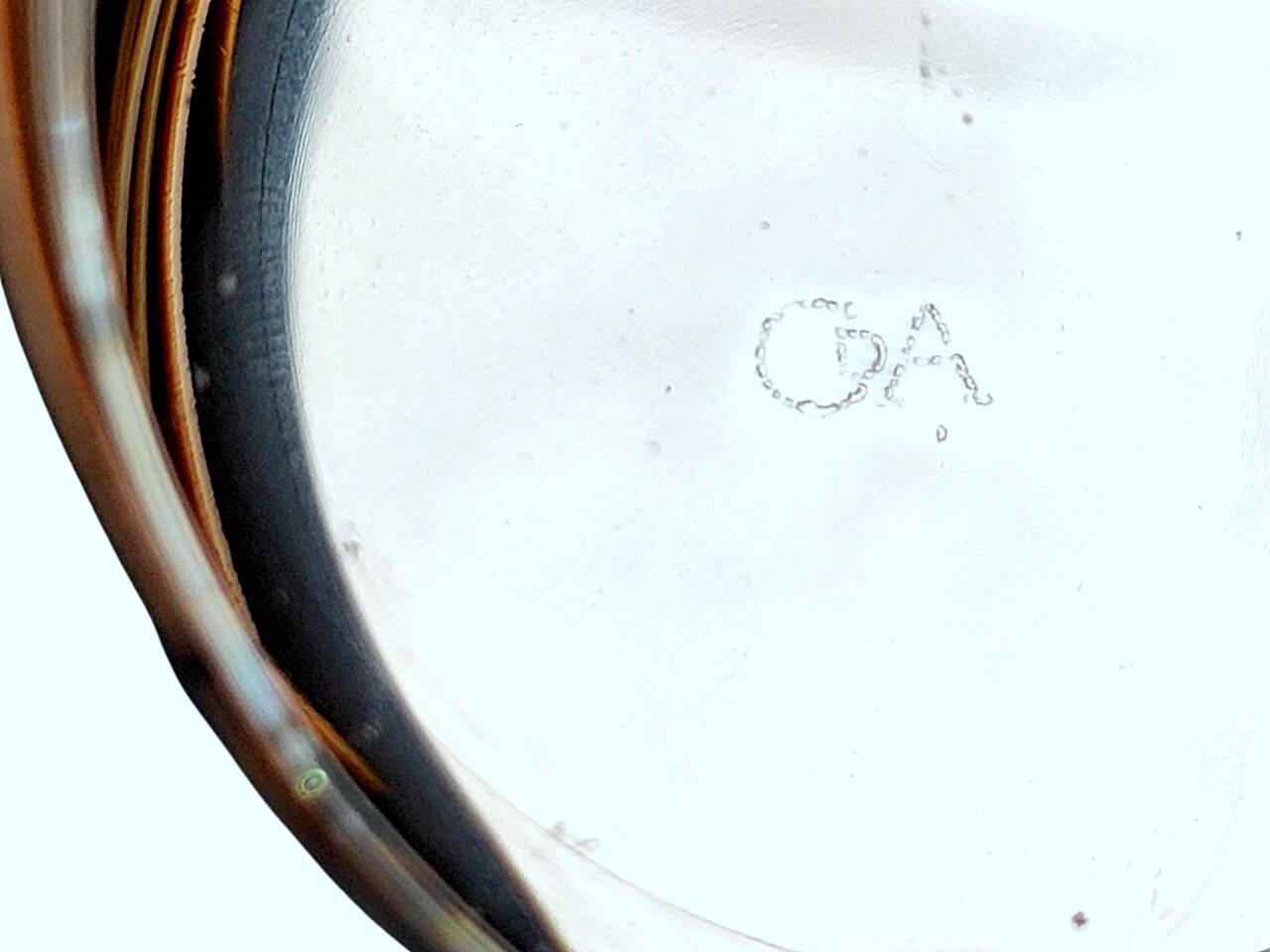 Art Deco candlestick, illegible signature – dodecagonal shape in glass