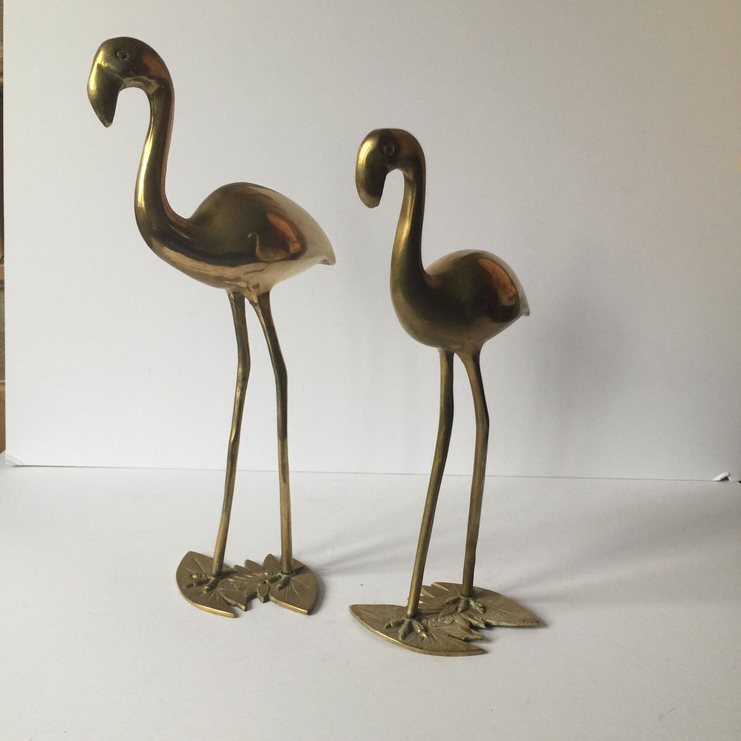Vintage brass bird couple