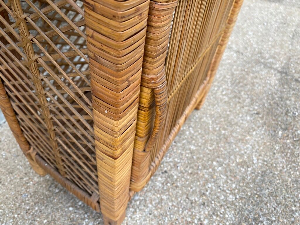 Pair of wicker rattan bookcases