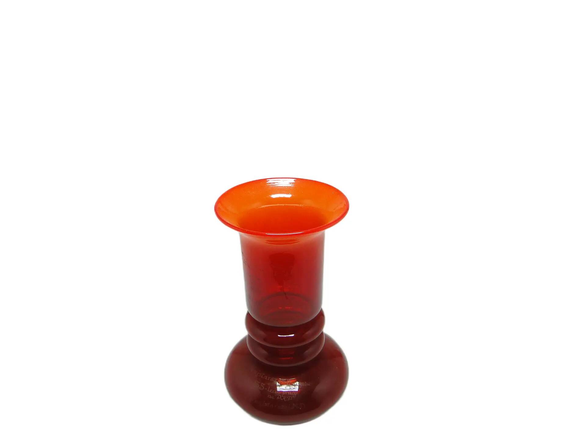 Mid-century modern vase, red glass, by L. Fiedorowicz, Poland, 1970s