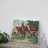Tableau ancien huile sur toile ferme