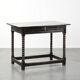 Antique English oak side table from the 18th century with bobbin legs